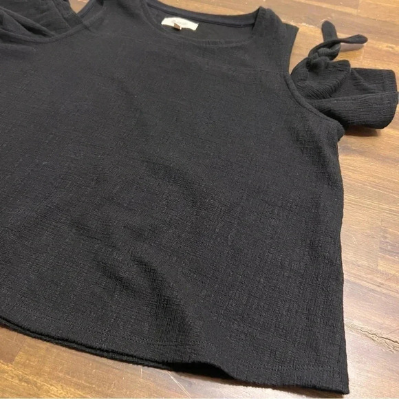 Madewell Skylark Black Top Cold Shoulder Arm Ties XS Textural Knit - Picture 5 of 5